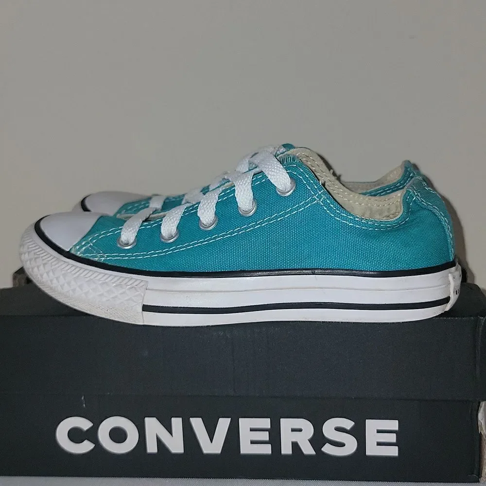Converse All Star Chuck Taylor CTAS Ox Teal Low Kids Sneakers Size 13
